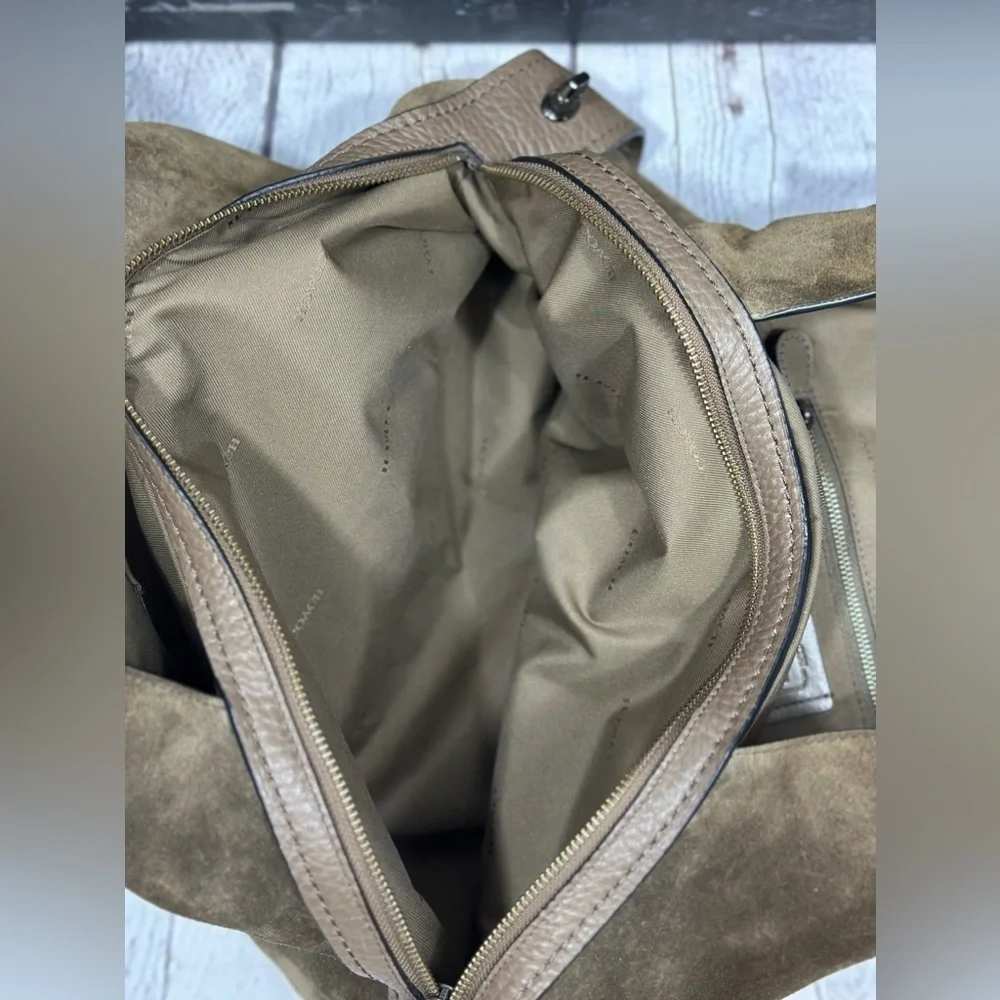 Coach Edie 42 Mixed Leather and Suede Hobo, Fatigue